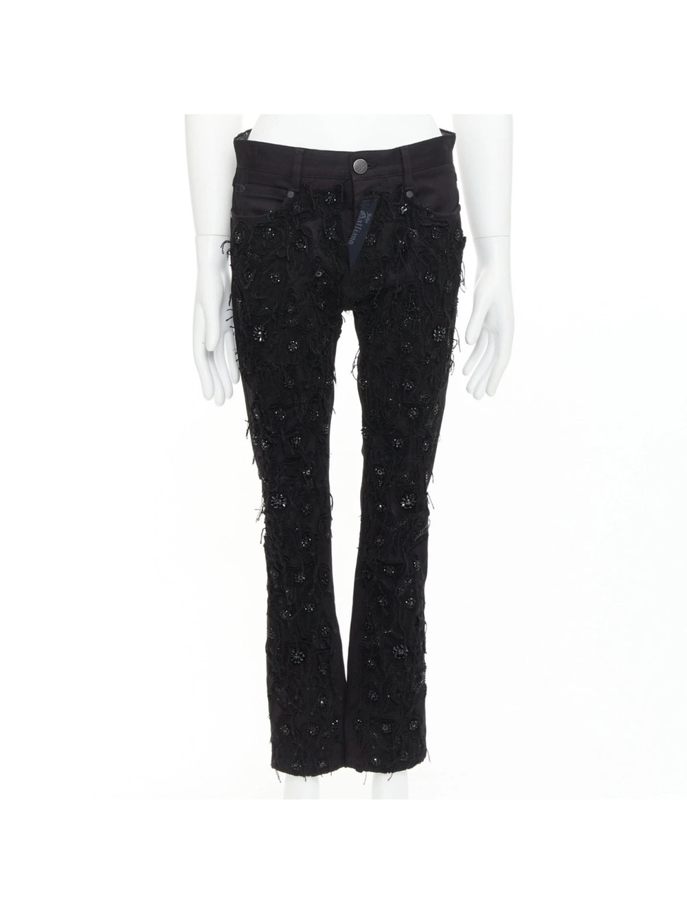 John Galliano Black Embellished Flare Jeans